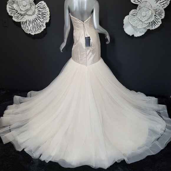 NWT~$1880~JUSTIN ALEXANDER~6/8~PEARL PINK STRAPLESS MERMAID WEDDING DRESS - Picture 12 of 16